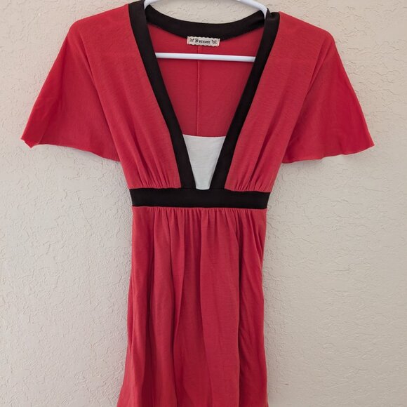 Vintage Forever 21 Top or Mini Dress Y2K 90s Waist Tie Colorblock - Picture 2 of 7